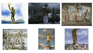 Collage van de colossus van Rhodos